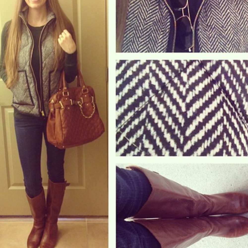 JCREW houndstooth puffer vest